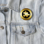 GOLD PUZZLE PIECE RONDE BUTTON 5,7 CM (In situ)