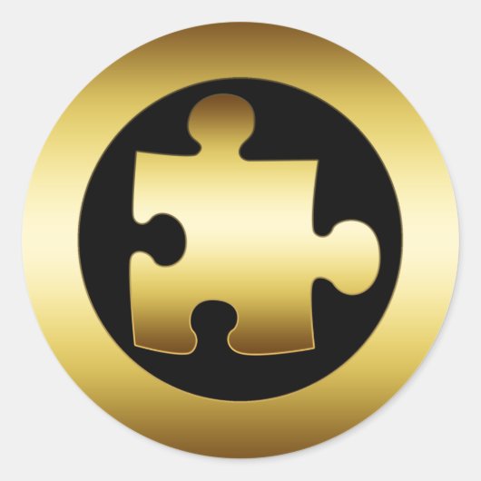 GOLD PUZZLE PIECE RONDE STICKER (Voorkant)