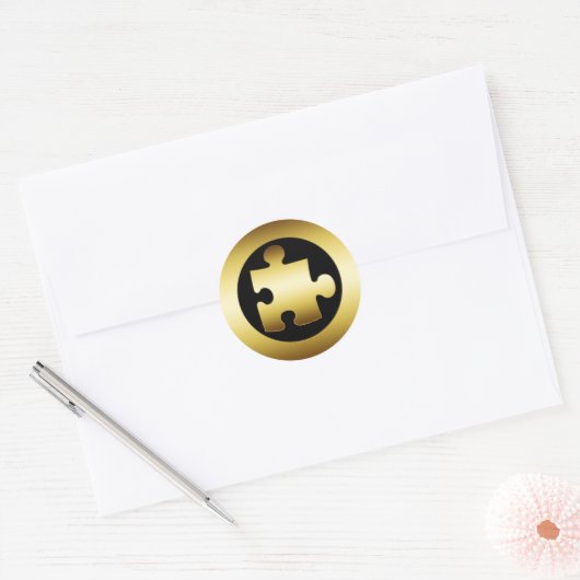 GOLD PUZZLE PIECE RONDE STICKER (Envelop)