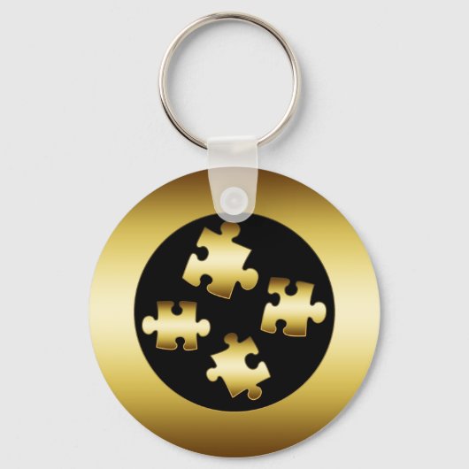 GOLD PUZZLE PIECES SLEUTELHANGER (Voorkant)
