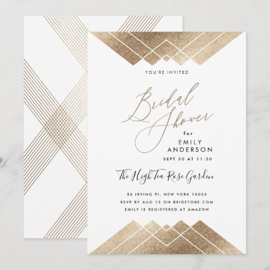 Gold Pyramid Geometric Gatsby Vrijgezellenfeest Kaart (Voorkant / Achterkant)