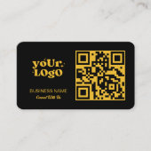Gold QR Code Business Logo | Black Modern Visitekaartje (Voorkant)