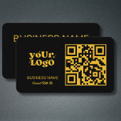 Gold QR Code Business Logo | Black Modern Visitekaartje