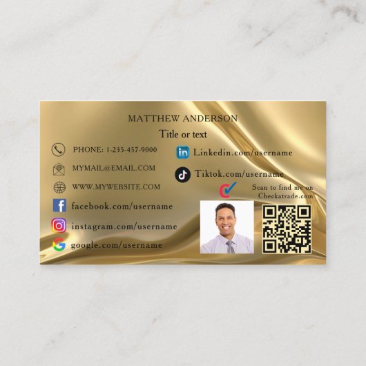 Gold qr code logo werknemer foto social media Nede Visitekaartje (Achterkant)