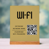 Gold QR Code Wifi Network Name & Password  Acryl Bord (Neutraal)