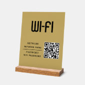 Gold QR Code Wifi Network Name & Password  Acryl Bord (Hoek)