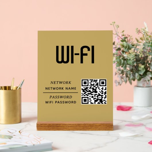 Gold QR Code Wifi Network Name & Password  Acryl Bord (Huwelijk)