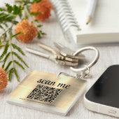 Gold QR-code Zakelijk Logo Promotioneel Sleutelhanger (Voorkant Rechts)