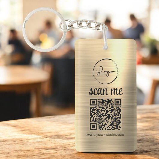 Gold QR-code Zakelijk Logo Promotioneel Sleutelhanger
