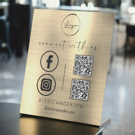 Gold QR maakt verbinding met sociale media van US Reclamebord Met Voetstuk