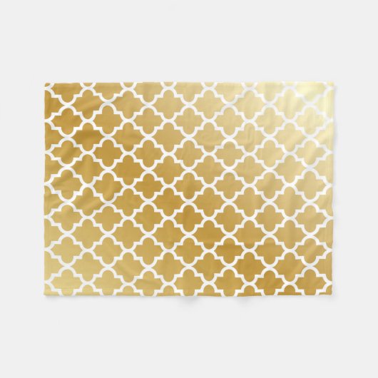 Gold Quatrefoil Patroon Fleece Deken (Voorkant (Horizontaal))
