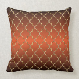 Gold Quatrefoil Patroon op verbrand Sinaasappel Kussen