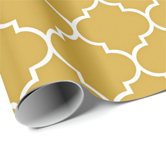 Gold Quatrefoil Pattern Cadeaupapier (Rol Hoek)