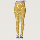 Gold Quatrefoil Pattern Leggings (Voorkant)