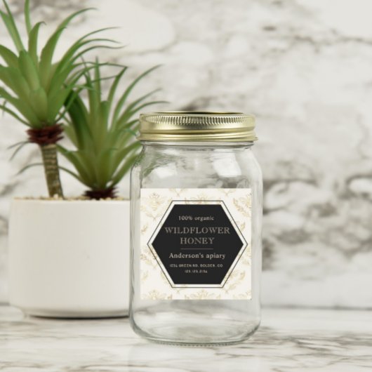  Gold Queen Bee Honey Jar Label