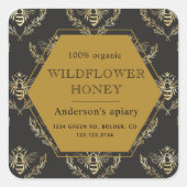  Gold Queen Bee Honey Jar Label (Voorkant)