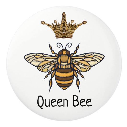 Gold Queen Bee met Fancy kroonkeramische knob Keramische Knop (Voorkant)