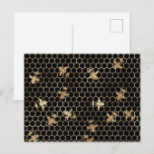 Gold Queen Bees en Honeycomb Briefkaart (Voorkant / Achterkant)