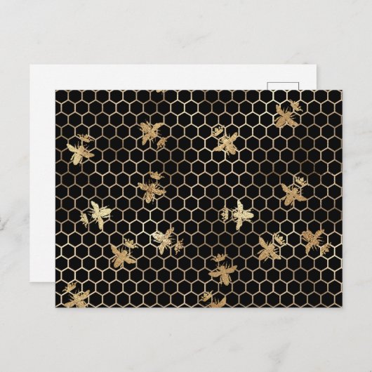 Gold Queen Bees en Honeycomb Briefkaart (Voorkant / Achterkant)
