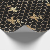 Gold Queen Bees en Honeycomb op Black Cadeaupapier (Hoek)