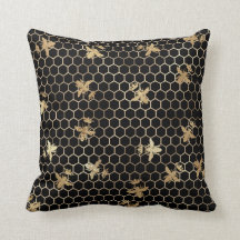 Gold Queen Bees en Honeycomb op Black