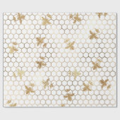 Gold Queen Bees en Honeycomb op White Cadeaupapier (Vlak)
