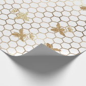 Gold Queen Bees en Honeycomb op White Cadeaupapier (Hoek)