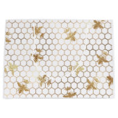 Gold Queen Bees en Honeycomb op White Groot Cadeauzakje (Voorkant)