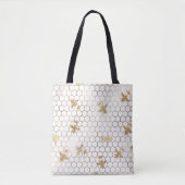 Gold Queen Bees en Honeycomb op White Tote Bag (Voorkant)