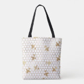 Gold Queen Bees en Honeycomb op White Tote Bag (Achterkant)