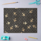 Gold Queen bijen en Honeycomb op zwarte loskoppeli Tissuepapier (Craft)