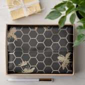 Gold Queen bijen en Honeycomb op zwarte loskoppeli Tissuepapier (Geschenk)