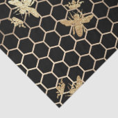 Gold Queen bijen en Honeycomb op zwarte loskoppeli Tissuepapier (Detail)