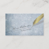 Gold Quill-doether Pen handgetrokken lijn Blauwe g Visitekaartje (Voorkant)
