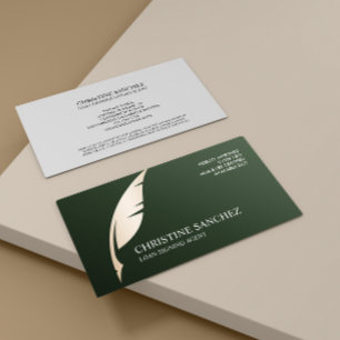 Gold Quill Pen GREEN PUBLIC NOTARY SINGAGENT Visitekaartje