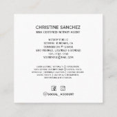 Gold Quill Pen MOBIEL NOTAIR SINGENT Paars Vierkante Visitekaartje (Achterkant)