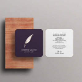 Gold Quill Pen MOBIEL NOTAIR SINGENT Paars Vierkante Visitekaartje