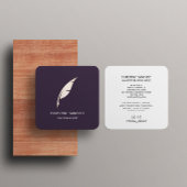 Gold Quill Pen MOBIEL NOTAIR SINGENT Paars Vierkante Visitekaartje