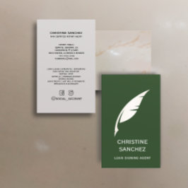 Gold Quill Pen PUBLIC NOTARY SINGENT Green Visitekaartje