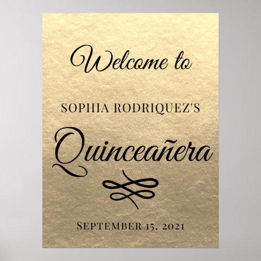 Gold Quinceañera 15e verjaardag Welkom Poster (Voorkant)