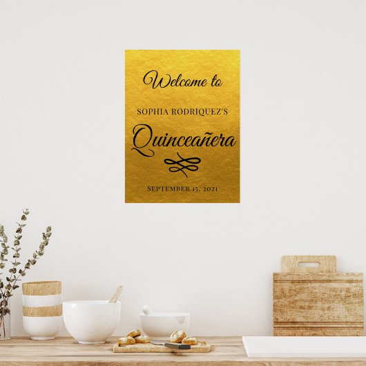 Gold Quinceañera 15e verjaardag Welkom Poster (Keuken)