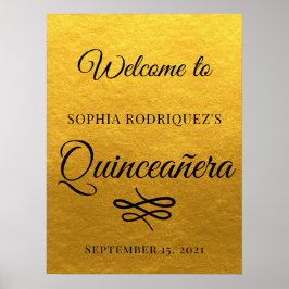 Gold Quinceañera 15e verjaardag Welkom Poster