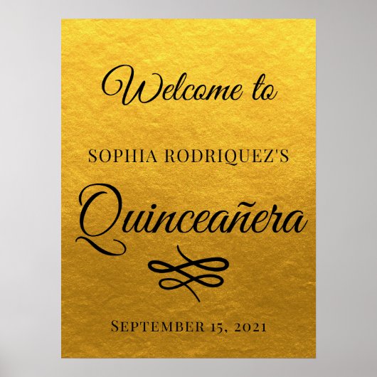 Gold Quinceañera 15e verjaardag Welkom Poster (Voorkant)
