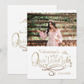 Gold Quinceañera Hartelijk dank voor de Sjabloon v Kaart (Voorkant / Achterkant)