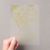 Gold Quinceanera Masquerade Party Acryl Uitnodigingen (Insitu (Draagbaar))