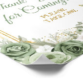 Gold Quinceañera Sage Green Bedankt voor uw komst Poster (Hoek)