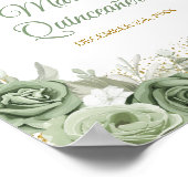 Gold Quinceañera Sage Green Crown Welkom Poster (Hoek)