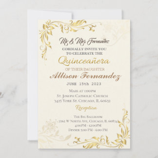Gold Quinceañera-uitnodiging Kaart