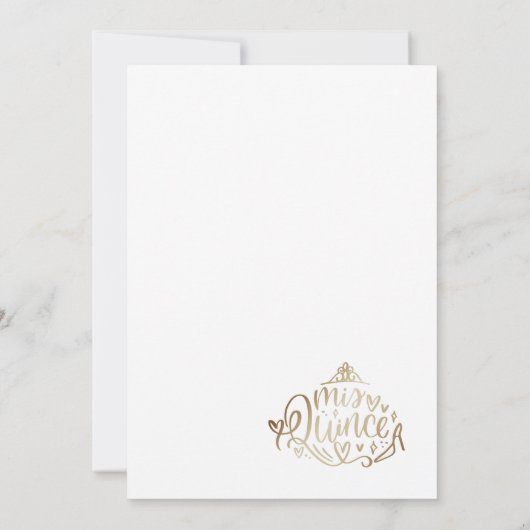 Gold Quinceañera Uitnodiging Sjabloon (Achterkant)