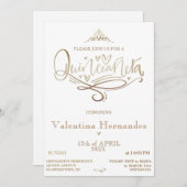 Gold Quinceañera Uitnodiging Sjabloon (Voorkant / Achterkant)